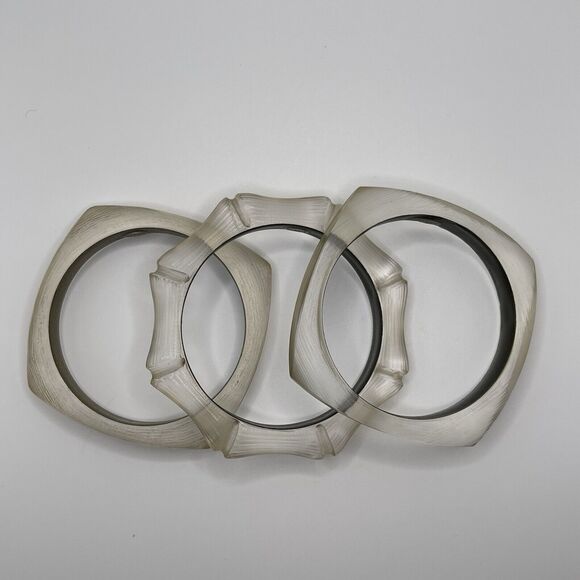 Alexis Bittar Clear‎ Cream Golden Frosted Lucite Bracelet Lot of 5 Quiet Luxury - Picture 16 of 16